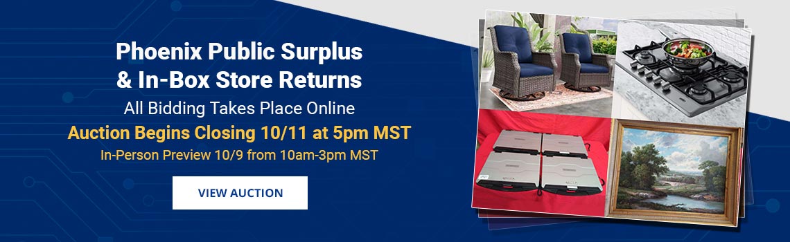 Phoenix Public Surplus Auction Begins Closing Sunday, October 11th