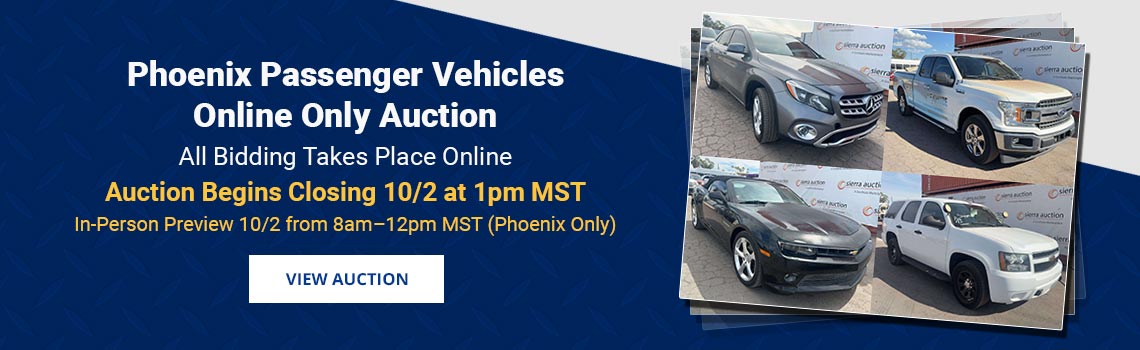 Phoenix Passenger Vehicles Auction Begins Closing Friday, October 2nd