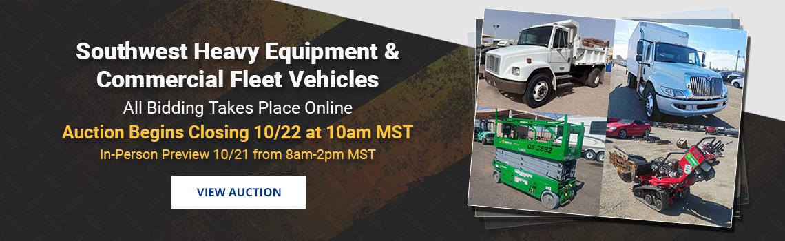 Southwest Heavy Equipment and Fleet Vehicles Auction Begins Closing Thursday, October 22nd
