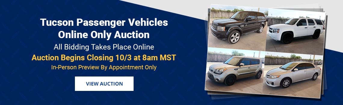 Tucson Passenger Vehicles Auction Begins Closing Saturday, October 3rd