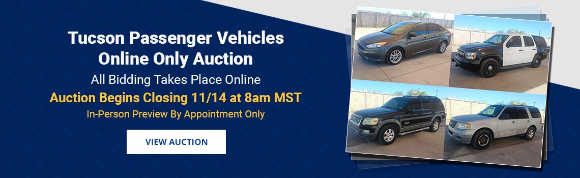 Tucson Passenger Vehicles Auction Begins Closing Saturday, November 14th