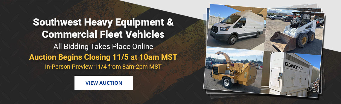 Southwest Heavy Equipment and Fleet Vehicles Auction Begins Closing Thursday, November 5th