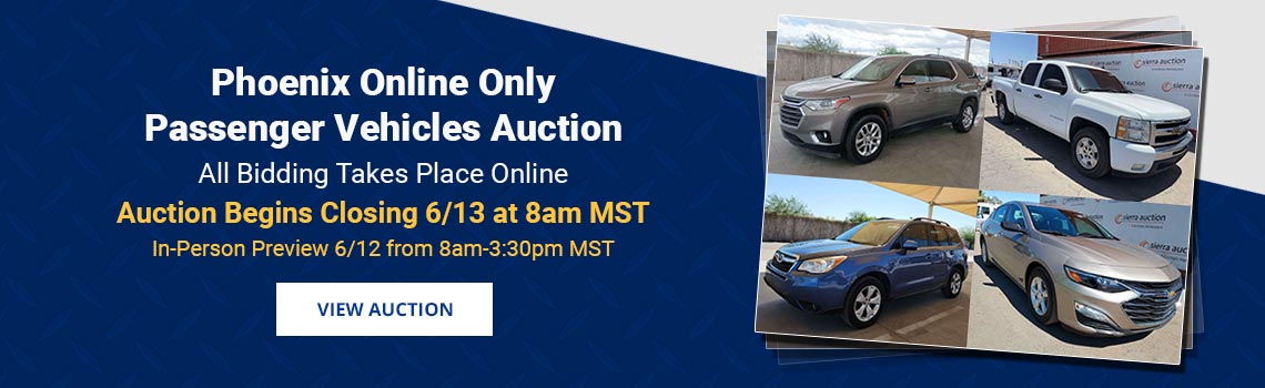Phoenix Passenger Vehicles Auction Closing Saturday, June 13th