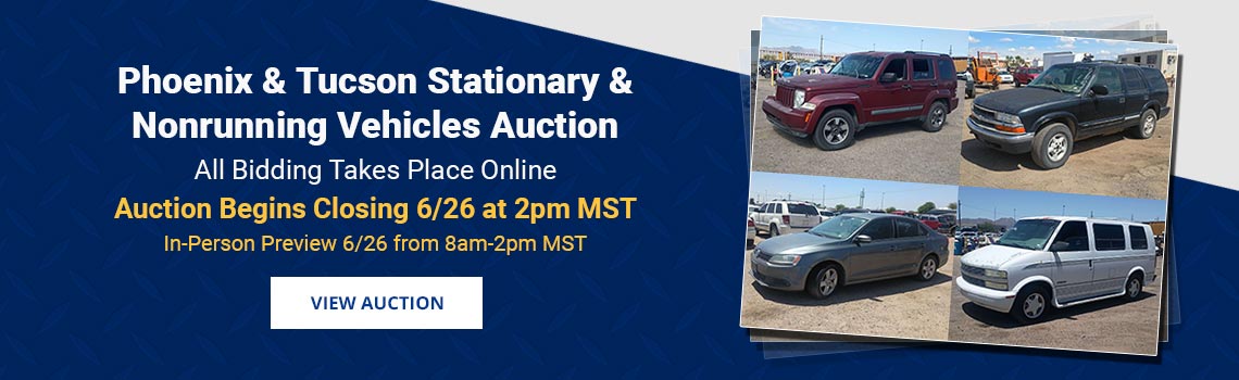 Phoenix & Tucson Stationary & Nonrunning Vehicles Auction Closing Friday, June 26th