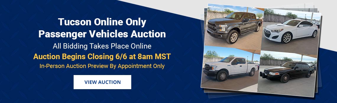 Tucson Arizona Passenger Vehicles Auction Closing Saturday, June 6th