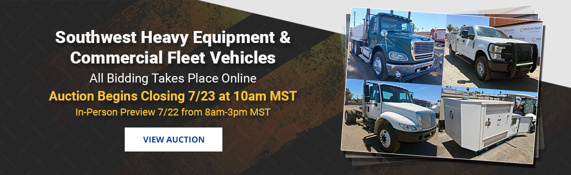 Southwest Heavy Equipment and Fleet Vehicles Auction Closing Thursday, July 23rd