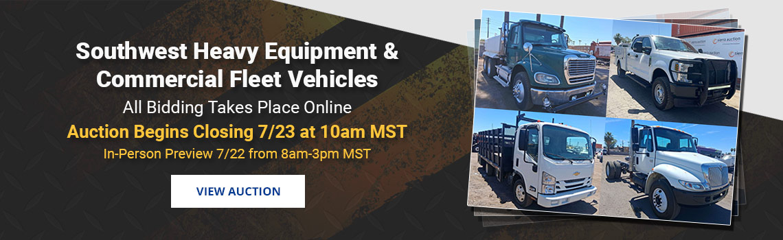 Southwest Heavy Equipment and Fleet Vehicles Auction Closing Thursday, July 23rd