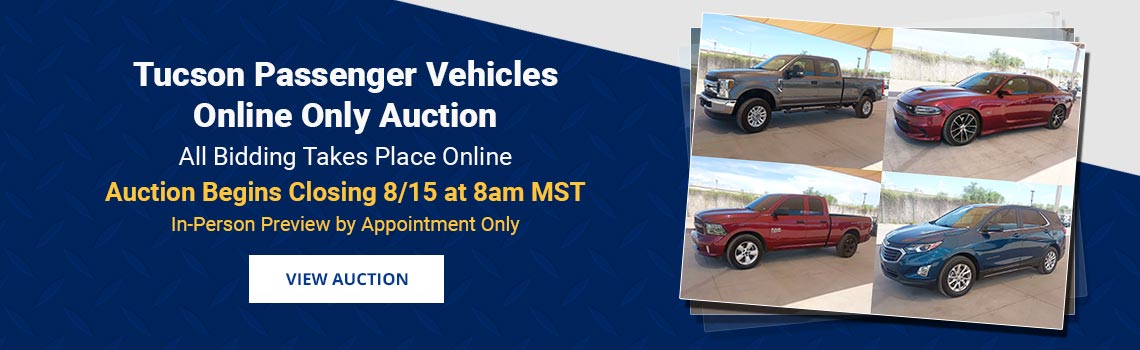 Tucson Passenger Vehicles Auction Closing Saturday, August 15th
