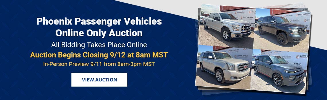 Phoenix Passenger Vehicles Auction Begins Closing Saturday, September 12th