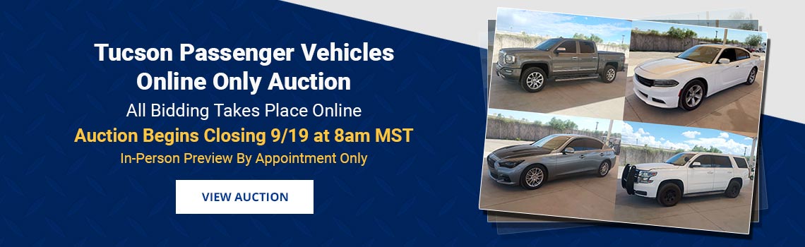 Tucson Passenger Vehicles Auction Begins Closing Saturday, September 19th