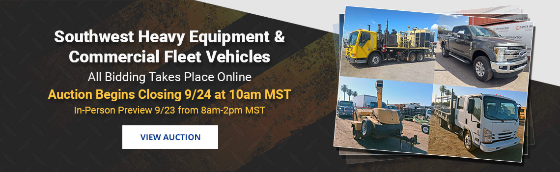 Southwest Heavy Equipment & Fleet Vehicles Returns Auction Closing Thursday, September 24th